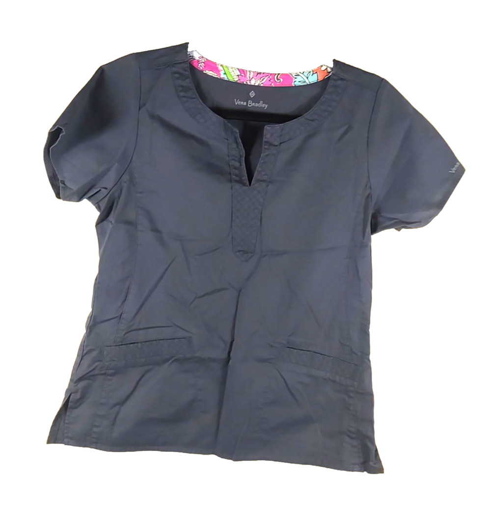 Vera Bradly Women's Scrub Top Size Small Gray Cotton Blend Medical